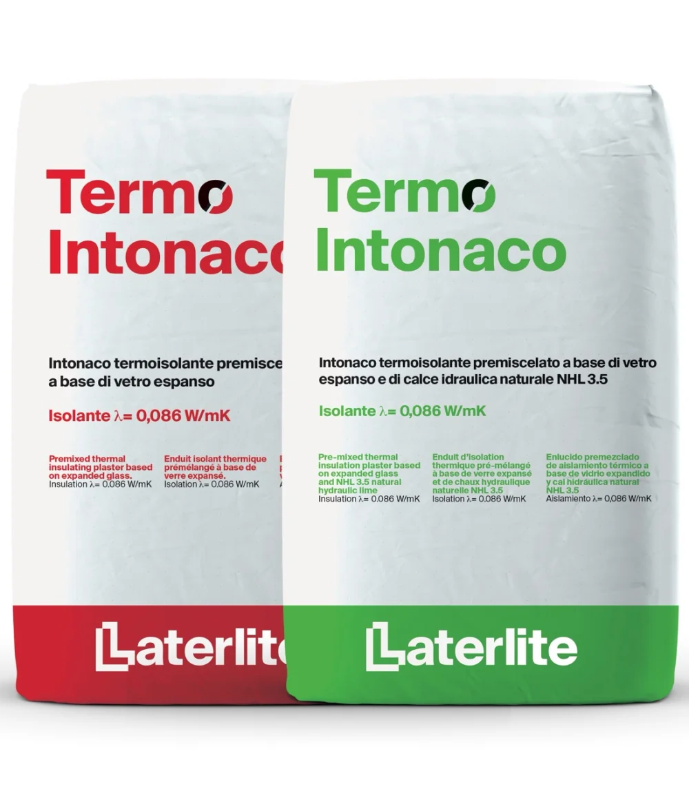 Termointonaco Laterlite: intonaco termico base calce o cemento
