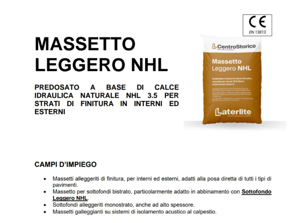 massetto leggero nhl scheda tecnica