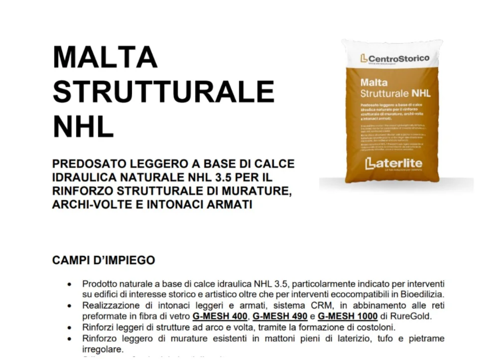 scheda tecnica malta strutturale nhl